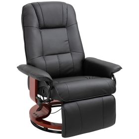 Living Room Relaxation: Black Faux Leather Swivel Recliner with Adjustable Footrest