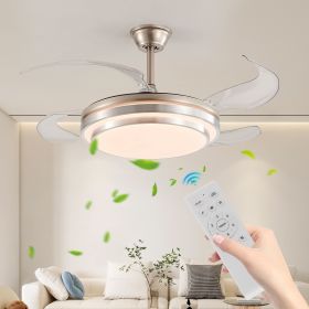 42 Inch 3 Tiers Design Modern LED Ceiling Fan with Light and Remote Control, Retractable Blades, Adjustable 6-Speed