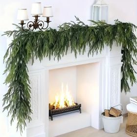 1pc 70.9-Inch Green Artificial Pine Garland real Touch Pine Garland  Artificial Faux Greenery Suitable for Christmas & Winter Holiday Decorations