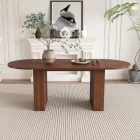 62.9 Inch Oval Dining Table for 6, Walnut Veneer MDF Tabletop with MDF Base