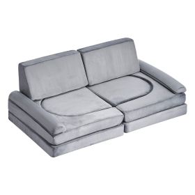 VEVOR Modular Kids Play Couch, Sectional Toddler Sofa with Armrests, 28D Sponge & Short Pile