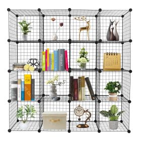 16-Cube Organizer Cube Storage Shelves Wire Cube Storage Origami Shelves Metal Grid Multifunction Shelving Unit Modular Cubbies Organizer Bookcas