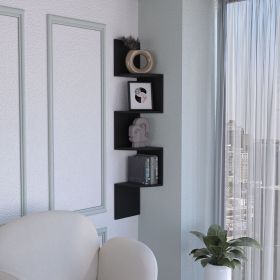 Rosset Corner Shelf, Modern Full-Wall Design with Multiple Shelving