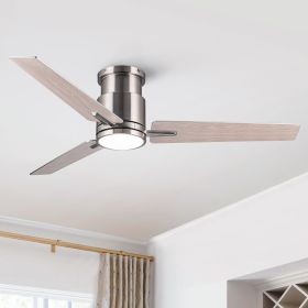 52 in. Integrated LED Farmhouse Indoor/Outdoor Nickel Smart Ceiling Fan with Remote Control