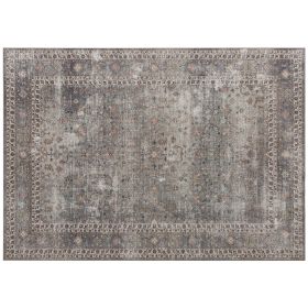 Machine Washable Area Rug 4x6, Non-Slip Traditional Floor Cover Foldable Carpet for Living Room, Dark Mixed-Brown