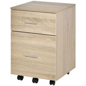 Mobile Filing Cabinet, Vertical File Cabinet with 2 Drawers, Wheels, for Letter or A4 File, Natural