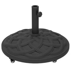 Round Patio Umbrella Base With Wheels, 44 Lbs Resin Umbrella Stand Base, Heavy Duty Patio Umbrella Holder For 1.31.51.9 Umbrella Poles For Outdoo (Option: Black)