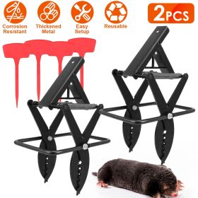 2PCS Easy Setup Mole Scissor Traps Outdoor Reusable Mole Rodent Control Trap Solid Metal Material For Lawn Garden Yard Pro Type (Option: Black pro)