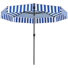 8.6FT Patio Umbrella, Outdoor Market Umbrella, 2-Tier Vented Patio Table Umbrella With Crank 8 Ribs, Tiltable Porch Umbrella For Garden Deck Pool (Option: Navy blue)