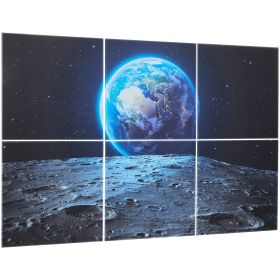 VEVOR 6 Pack Art Acoustic Panels, 70.87 x 47.24 x 0.4 inch Soundproof Wall Tiles, Self Adhesive Decorative Sound Dampening Absorbing Boards for H (Pattern: Earth, Color: No Tray)