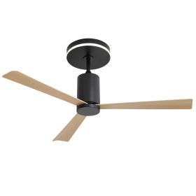 52 Inch Modern Flush Mount Ceiling Fan with led light and Remote Control, 3 ABS Blades Noiseless Reversible DC Motor for Patio Living Room (Color: as Pic)