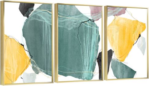 Framed Canvas Wall ArtOil Paintings Impressionism Aesthetic Prints Canvas Paintings for Living Room Bedroom Office Home; 3 Panels (GOLD: 16*24)