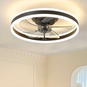 Ceiling Fan with Lights Dimmable LED (Material: Iron, Color: Black)
