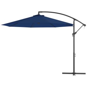 10 Cantilever Tilt Offset Patio Umbrella W UV & Water Safe Material & Cross Base Weight Not Included, Navy Blue (Option: Navy blue)